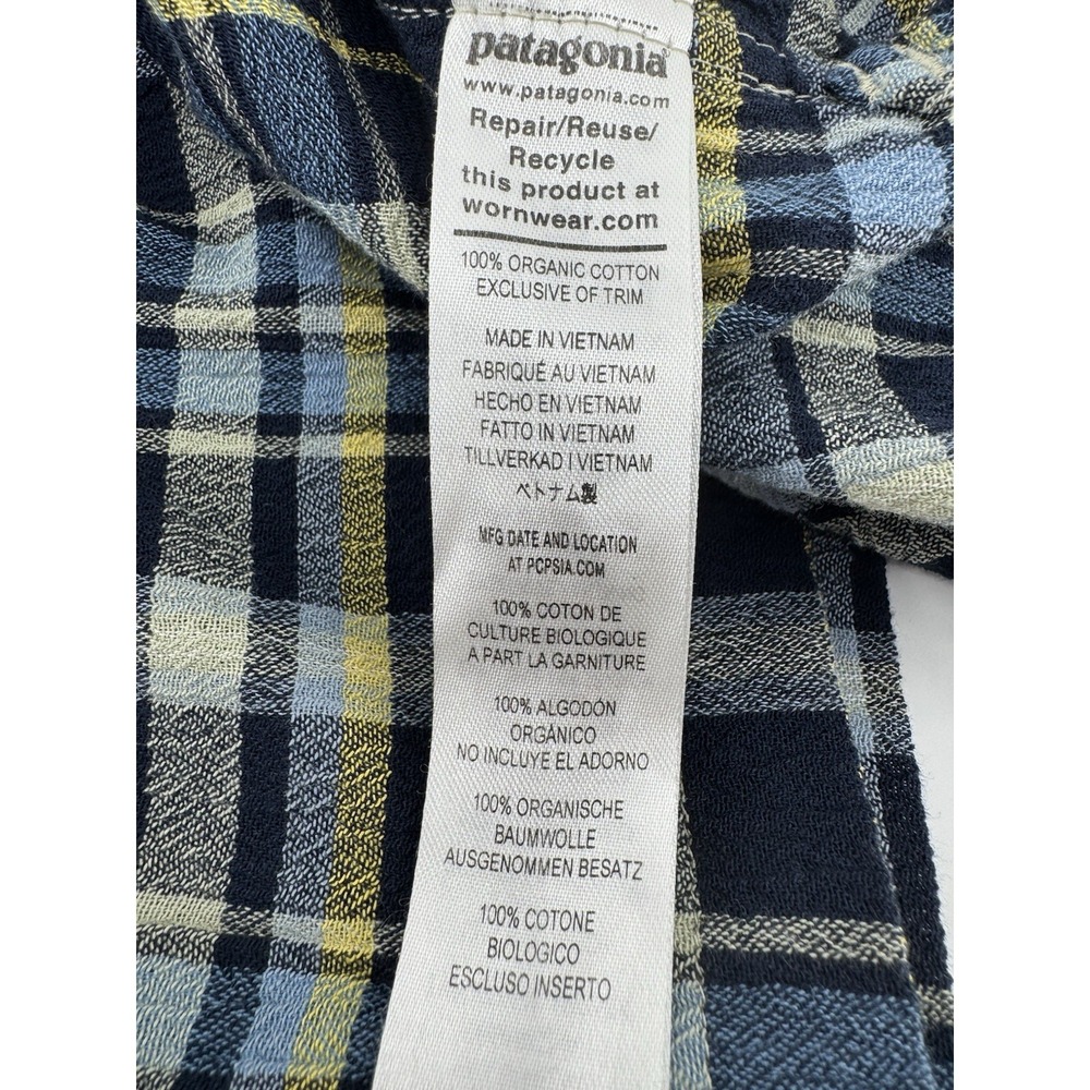 Patagonia A/C Shirt Mens XL Blue Plaid Textured Organic Cotton Button Up Casual - Picture 7 of 8
